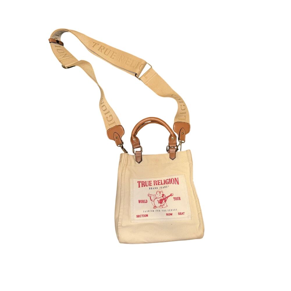 True Religion Mini Canvas Tote Bag in Cream - Picture 5 of 12
